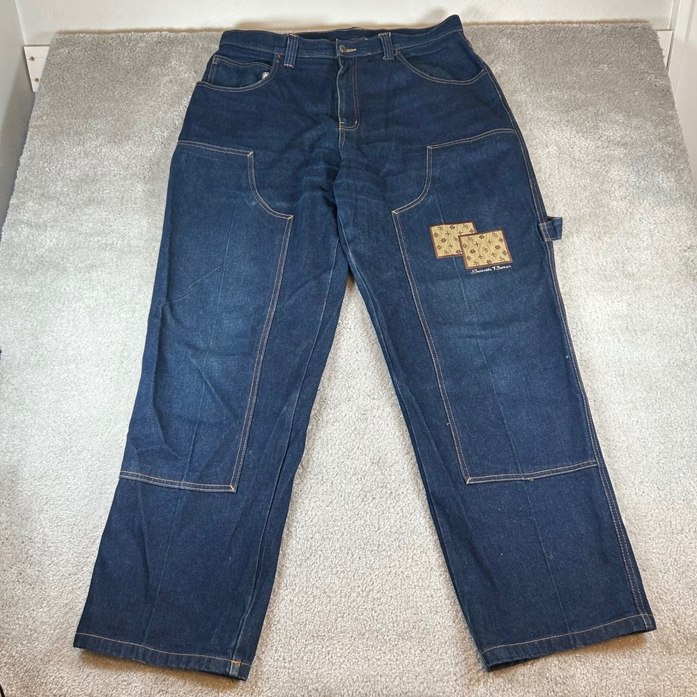 SouthPole Carpenter Jeans Mens 38 Dark Blue Double Knee South Boyz Baggy Denim